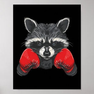 Affiche Amateur de Raton Laveur de Boxe Gants de Boxe Kick