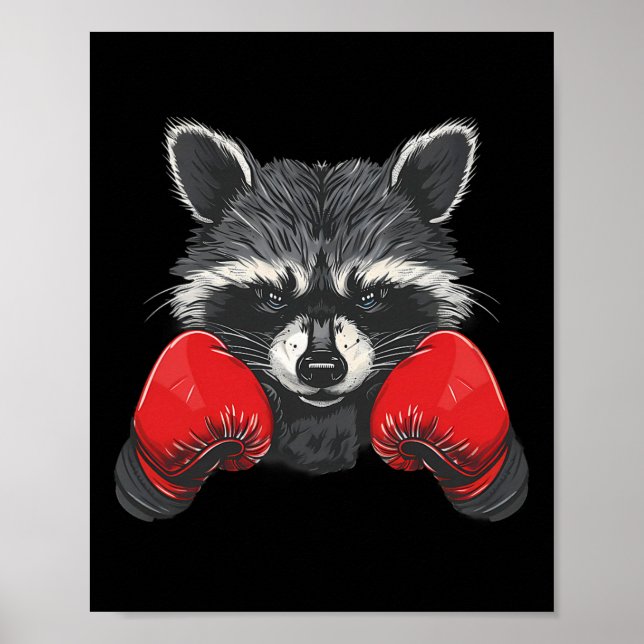 Affiche Amateur de Raton Laveur de Boxe Gants de Boxe Kick (Devant)