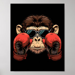 Affiche Amateur de singe de boxe Gants de boxe Kickboxing 