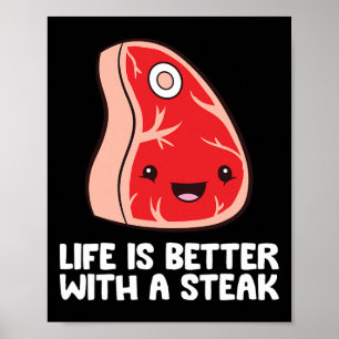 Affiche Amateur De Steak Bbq Grillade Viande La Vie Est Mi