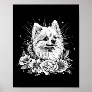 Affiche Amateur de tatouage style Pomeranian rétro chien