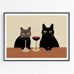 Affiche Amateur de Vin Chat Noir