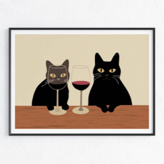 Affiche Amateur de Vin Chat Noir