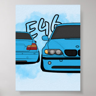 Affiche Amateur de voiture de sport européenne bleue dessi