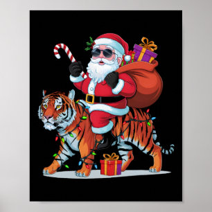 Affiche Amateur du Tigre Éclairage de Noël Santa à Cheval