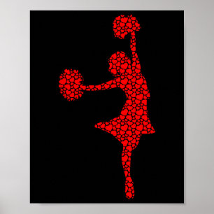 Affiche Amateurs Cheerleader Valentine Coeurs Aimer Cheerl