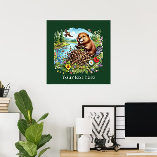 Affiche Amateurs de castor mignons personnalisable