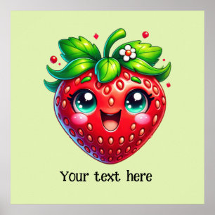 Affiche Amateurs de fraises mignonnes ajouter personnalise