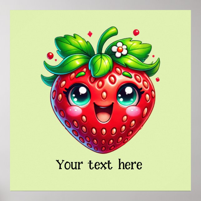 Affiche Amateurs de fraises mignonnes ajouter personnalise (Devant)