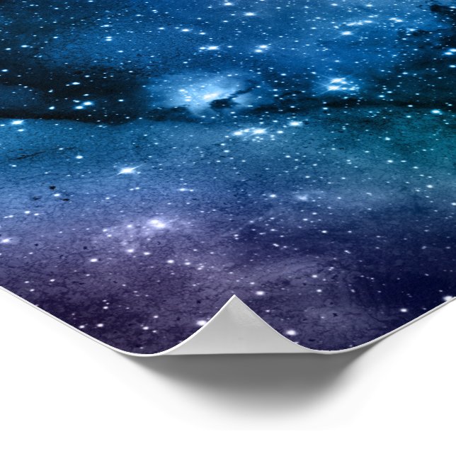 Affiche Amateurs de Galaxie Espace Étoilé Ciel Bleu Étince (Coin)