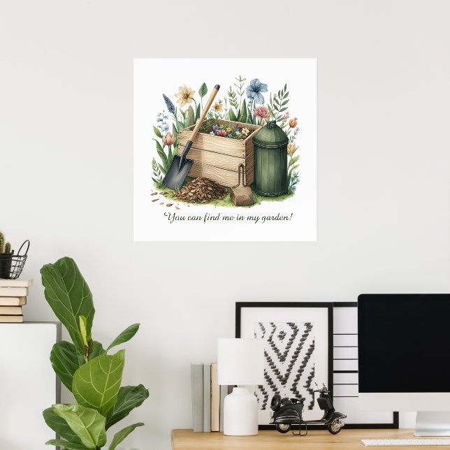 Affiche Amateurs de jardinage mignon personnalisable (Bureau à domicile)
