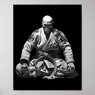 Affiche Amateurs de Jiu Jitsu Skeleton Arts Martiaux Taekw