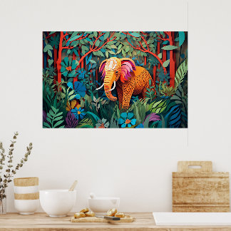 Affiche Amateurs de jungle cool d'éléphants