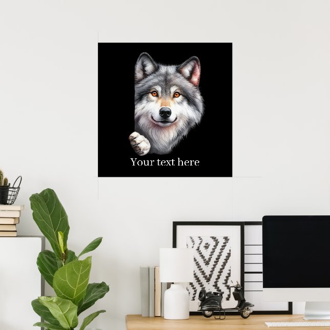 Affiche Amateurs de loups de cool peeking ajouter du texte (Bureau à domicile)