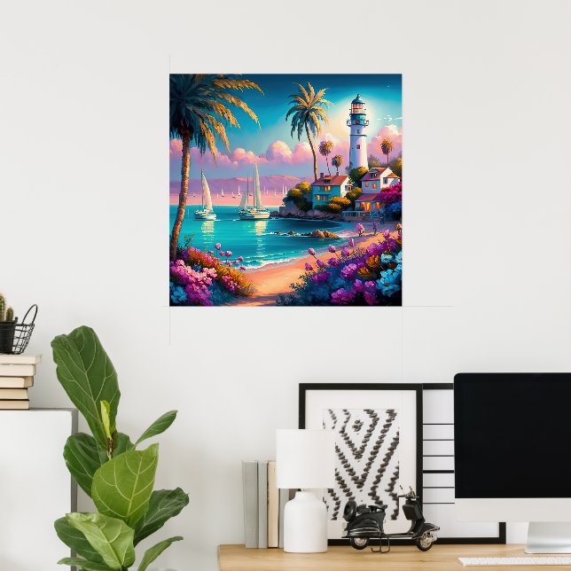 Affiche Amateurs de phare de plage (Bureau à domicile)