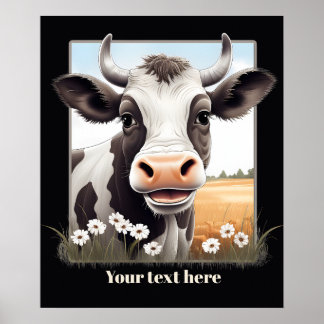 Affiche Amateurs de vache mignonne personnalisable