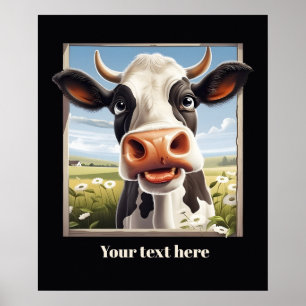 Affiche Amateurs de vache mignonne personnalisable