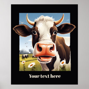 Affiche Amateurs de vache mignonne personnalisable