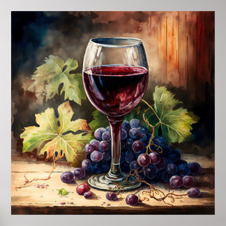 Affiche Amateurs de vin rustique cool