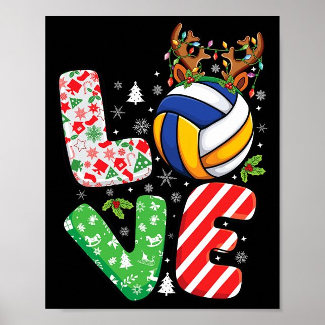 Affiche Amateurs de volleyball Garçons Filles Enfants Noël (Devant)