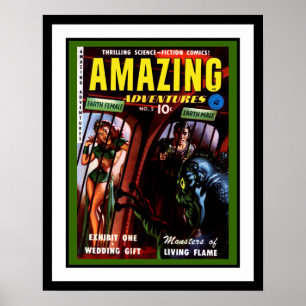 Affiche Amazing Adventures #2 Retro Sci Fi Comic Book