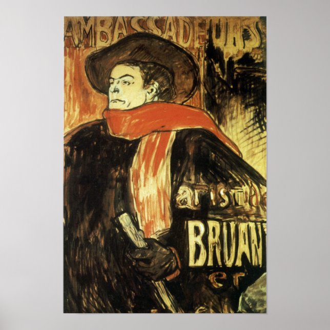 Affiche Ambassadeurs, Aristide Bruant by Toulouse Lautrec (Devant)