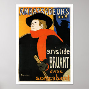 Affiche Ambassadeurs Aristide Bruant - Toulouse Lautrec
