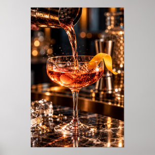 Affiche Amber Cocktail Versé avec Zeste d'Orange – Bar de 