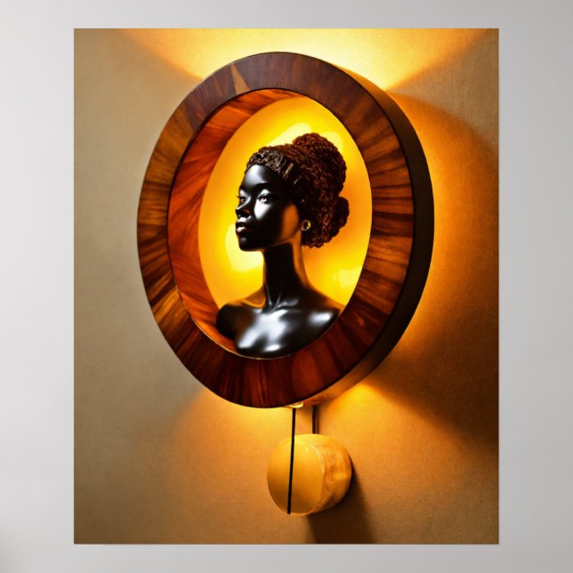 Affiche "Amber Elegance : Sconce murale avec chignon (Devant)