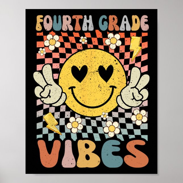 Affiche Ambiance de 4e année Prof retro 1er jour d'écol (Devant)