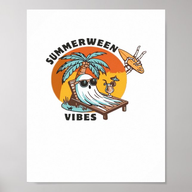 Affiche Ambiance drôle de Summerween squelette Vacances d' (Devant)