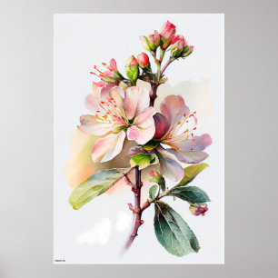 Affiche Ambiance florale florale floraison de pomme style