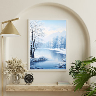 Affiche Ambiance hivernale : Paysage du lac gelé