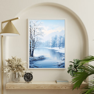 Affiche Ambiance hivernale : Paysage du lac gelé