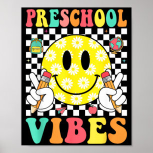Affiche Ambiance préscolaire visage rétro sourire enseigna