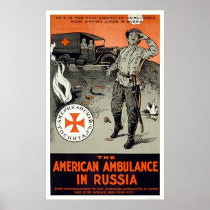Affiche ambulance américaine en Russie
