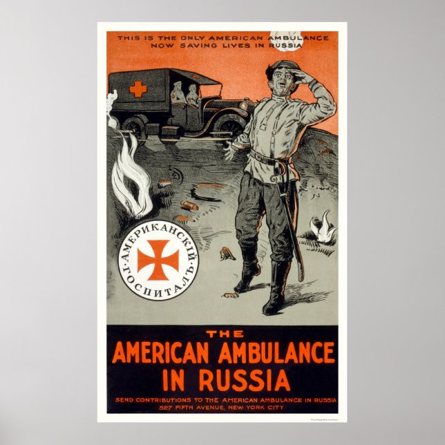 Affiche ambulance américaine en Russie (Devant)