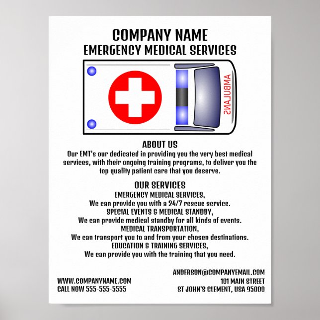 Affiche Ambulance Design, EMT, Paramedic (Devant)