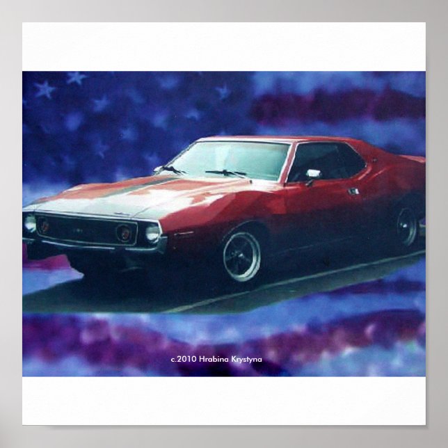 AFFICHE AMC JAVELIN AMX 1974 SUR CANVAS (Devant)