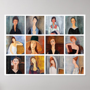 Affiche Amedeo Modigliani - Collage de chefs-d'oeuvre