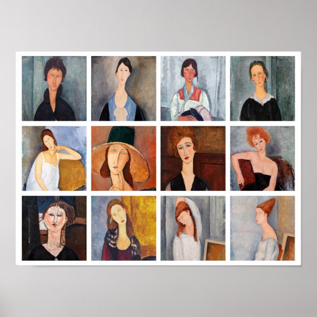 Affiche Amedeo Modigliani - Collage de chefs-d'oeuvre (Devant)