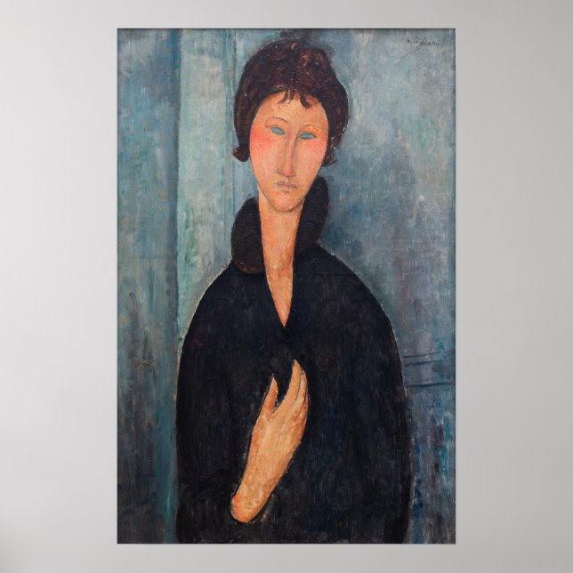 Affiche Amedeo Modigliani - Femme aux yeux bleus (Devant)