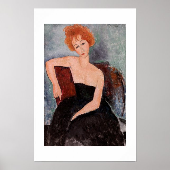 Affiche Amedeo Modigliani - Fille rousse en robe du soir (Devant)