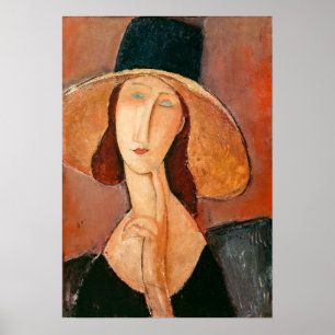 Affiche Amedeo Modigliani - Jeanne Hebuterne en grand Casq
