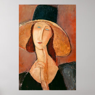 Affiche Amedeo Modigliani - Jeanne Hebuterne en grand Casq