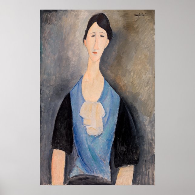 Affiche Amedeo Modigliani - Jeune femme en bleu (Devant)