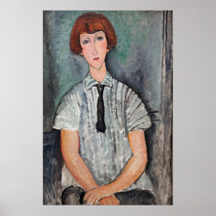 Affiche Amedeo Modigliani - Jeune Fille en Chemisier Rayé