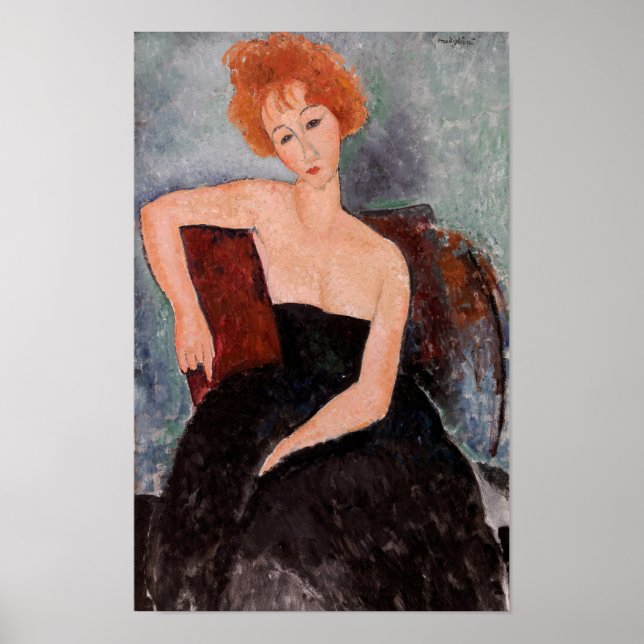 Affiche Amedeo Modigliani - Robe de soirée pour filles rou (Devant)