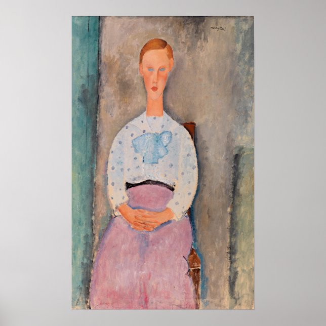 Affiche Amedeo Modigliani - Une fille avec une blouse Polk (Devant)