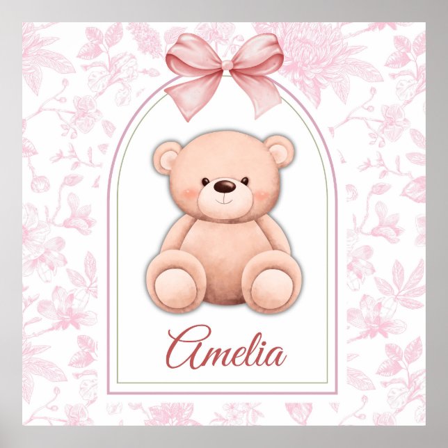 Affiche Amelia | Conception personnalisée d'ours en peluch (Devant)